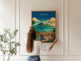 Nicaragua Travel Poster, Granada Cathedral Wall Art, Ometepe Volcano Print, Lake Nicaragua & Colonial City, Central America Travel Poster
