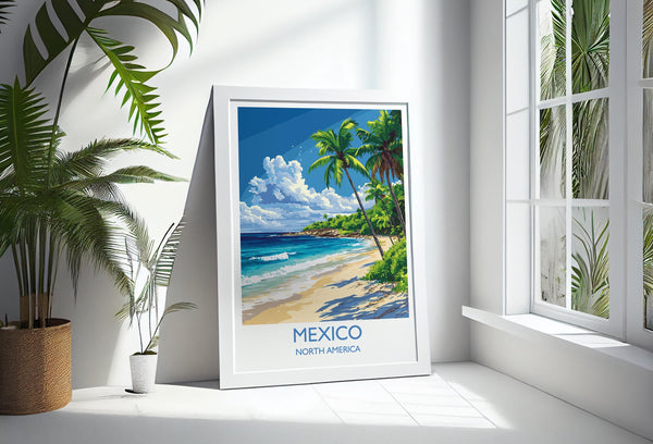 Mexico Travel Print Wall Art, Travel Poster of Mexico, Mexico Coast Art Gift, Mexico Art Lovers Gift,