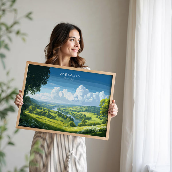 Wye Valley Landscape Travel Poster Wall Art, Wye Valley Travel Print, English Countryside Art Gift, Wall Art Print