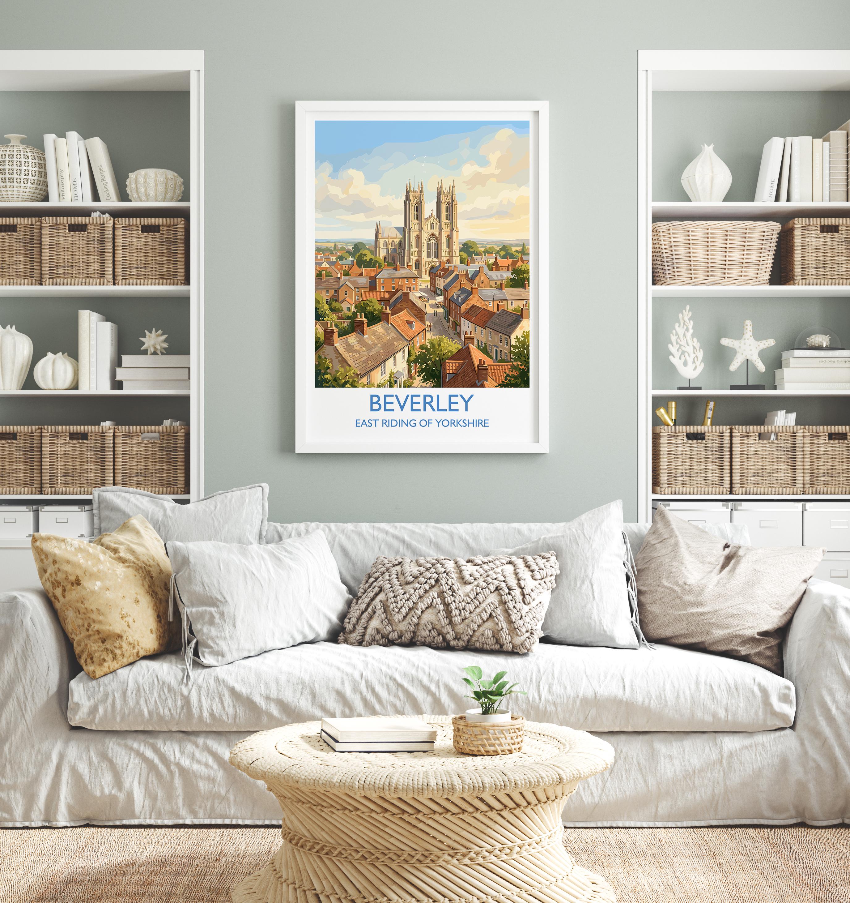 Beverley Minster Travel Poster, Beverley Yorkshire Wall Art, Historic Market Town Print, Gothic Cathedral Illustration, Beverley Gift