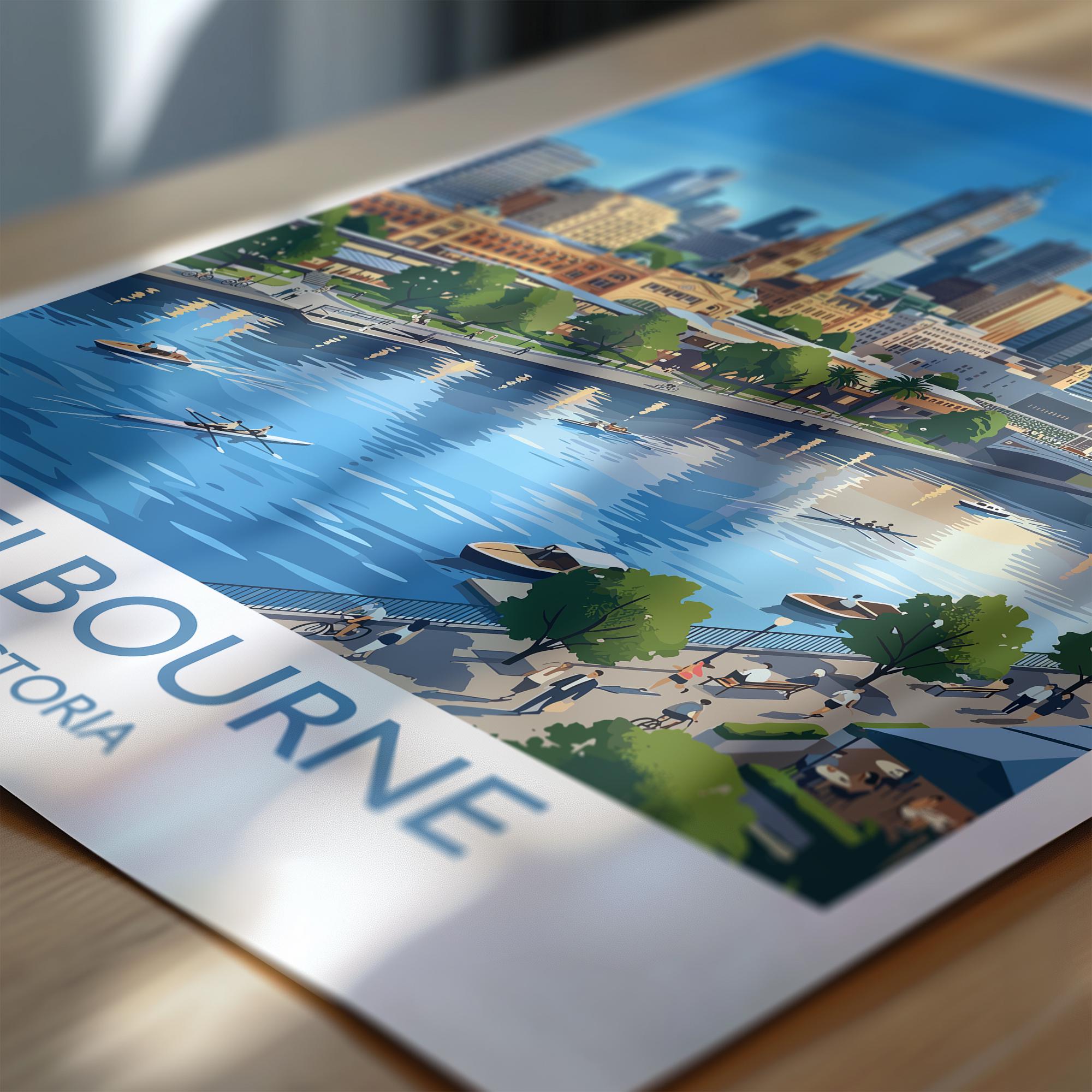 Melbourne Australia Print, Victoria Wall Art, Yarra River Travel Poster, Australian City Decor, Melbourne Gift