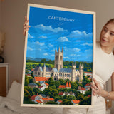 Canterbury Travel Poster, Travel Print of Canterbury, England, Canterbury Cathedral, Kent Art Lovers Gift, Wall Art Print NQ Media Designs