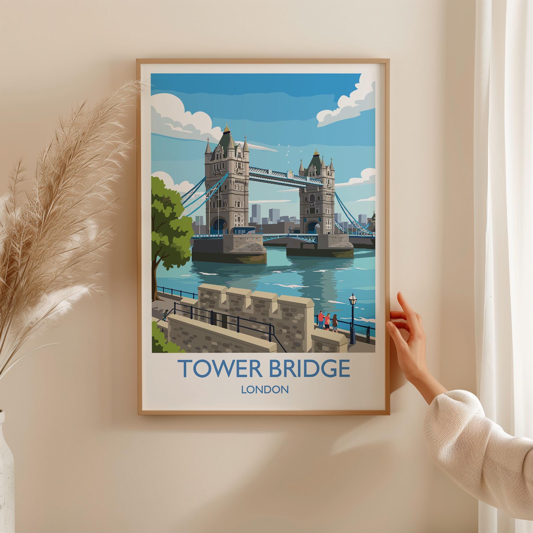 Tower Bridge Travel Print, Travel Poster of Tower Bridge, London Poster, Tower Bridge Gift, London City Art, London Art UK Travel Gift NQ Media Designs