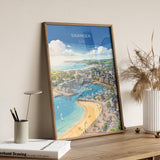 Swansea Poster, Mumbles Wall Art, Welsh Coast Print, Wales Travel Poster, Swansea Gift
