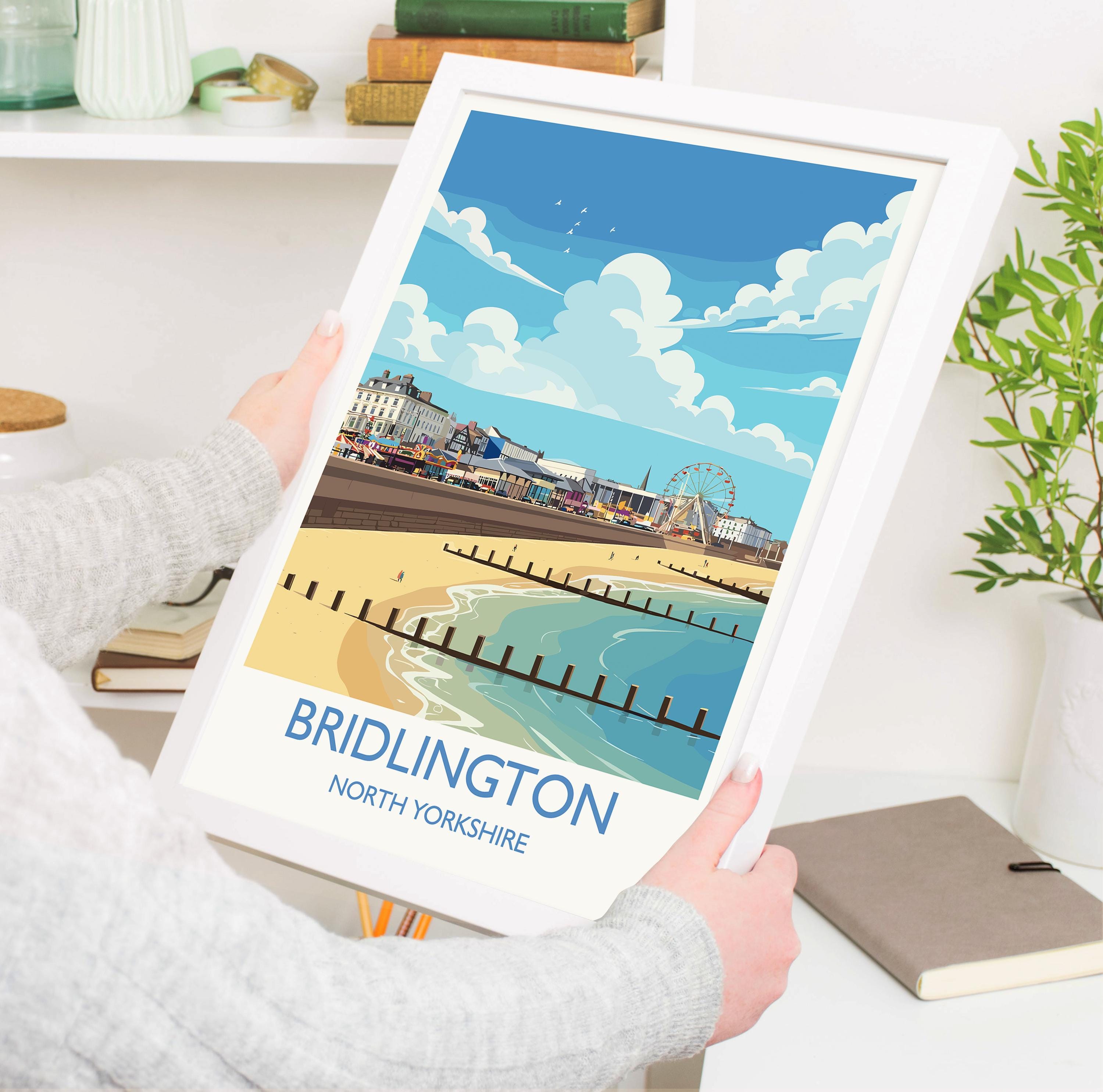 Bridlington Travel Print, Travel Poster of Bridlington, Yorkshire Gift, England, North Yorkshire Art, Bridlington Gift, Wall Art Print NQ Media Designs