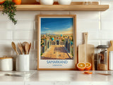 Samarkand Uzbekistan Travel Poster, Registan Square Wall Art, Silk Road Print, Central Asia Travel Poster, Islamic Architecture Decor