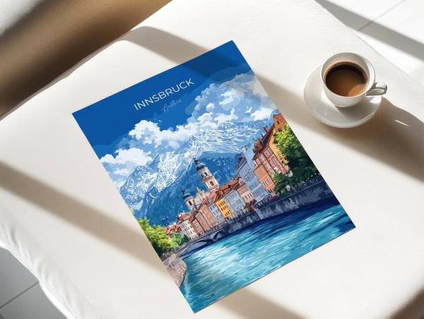 Innsbruck Wall Art Travel Print, Travel Poster of Innsbruck, City Poster, Innsbruck Art Gift, Austria Art Travel Lovers Gift