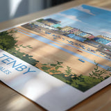 Tenby Travel Poster Wall Art, Tenby Travel Print, Wales, Pembrokeshire Coast Art Gift, Welsh Wall Art Print NQ Media Designs