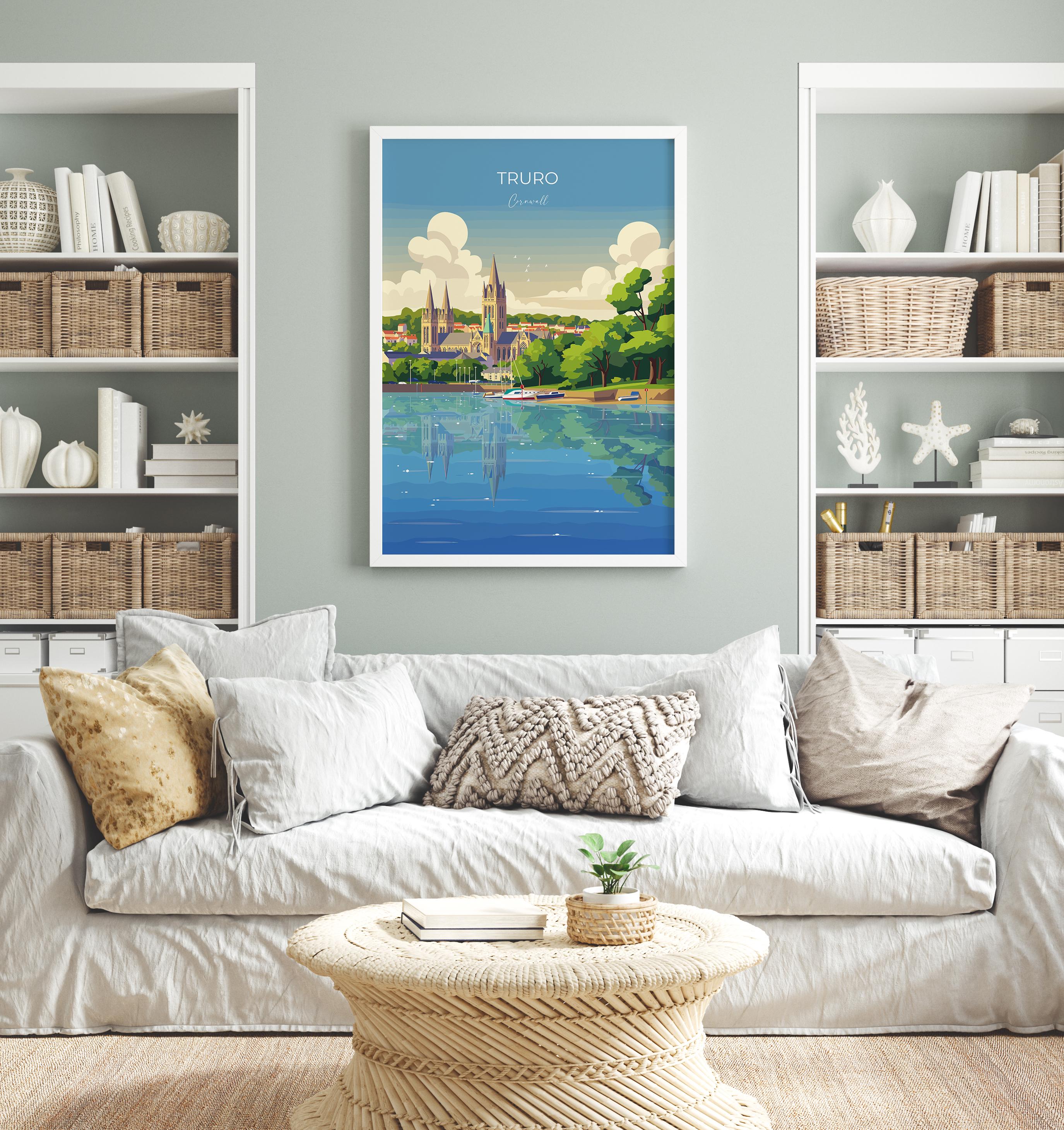 Truro Travel Poster, Travel Print of Truro, England, Cornwall Art, Truro Cathedral Art Lovers Gift, Wall Art Print NQ Media Designs