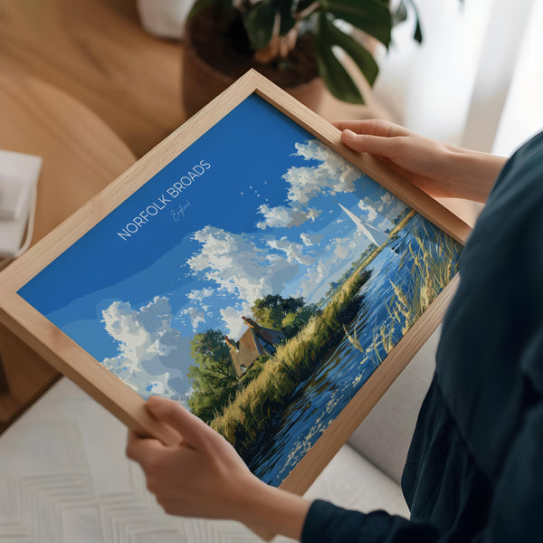 Norfolk Broads Landscape Print Wall Art, Travel Poster of Norfolk Broads, England, Art Gift, English Countryside Art Lovers Gift