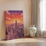 New York City Art Print, Manhattan Skyline Sunset Art Gift, Empire State Building Poster NQ Media Designs