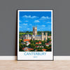 Canterbury Travel Print, Travel Poster of Canterbury, England, Canterbury Cathedral, Kent Art Lovers Gift, Wall Art Print