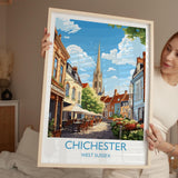 Chichester Travel Poster Wall Art, West Sussex Travel Print, English Countryside Art Gift, Wall Art Print NQ Media Designs
