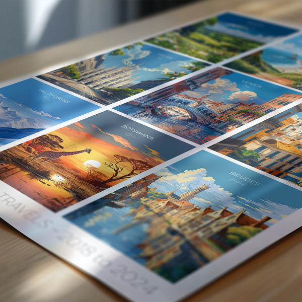 Favourite Places Travel Gift, Personalised Travel Memories Poster, Travel Print Collage, Custom Souvenir Gift for Travel Lovers