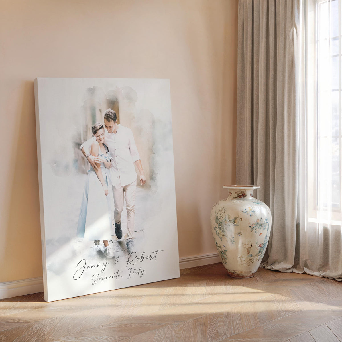 Personalised Watercolour style Wedding Portrait - Wedding Gift - Anniversary Gift -Mr Mrs - Happy couple - Digital Art - Venue Watercolor NQ Media Designs