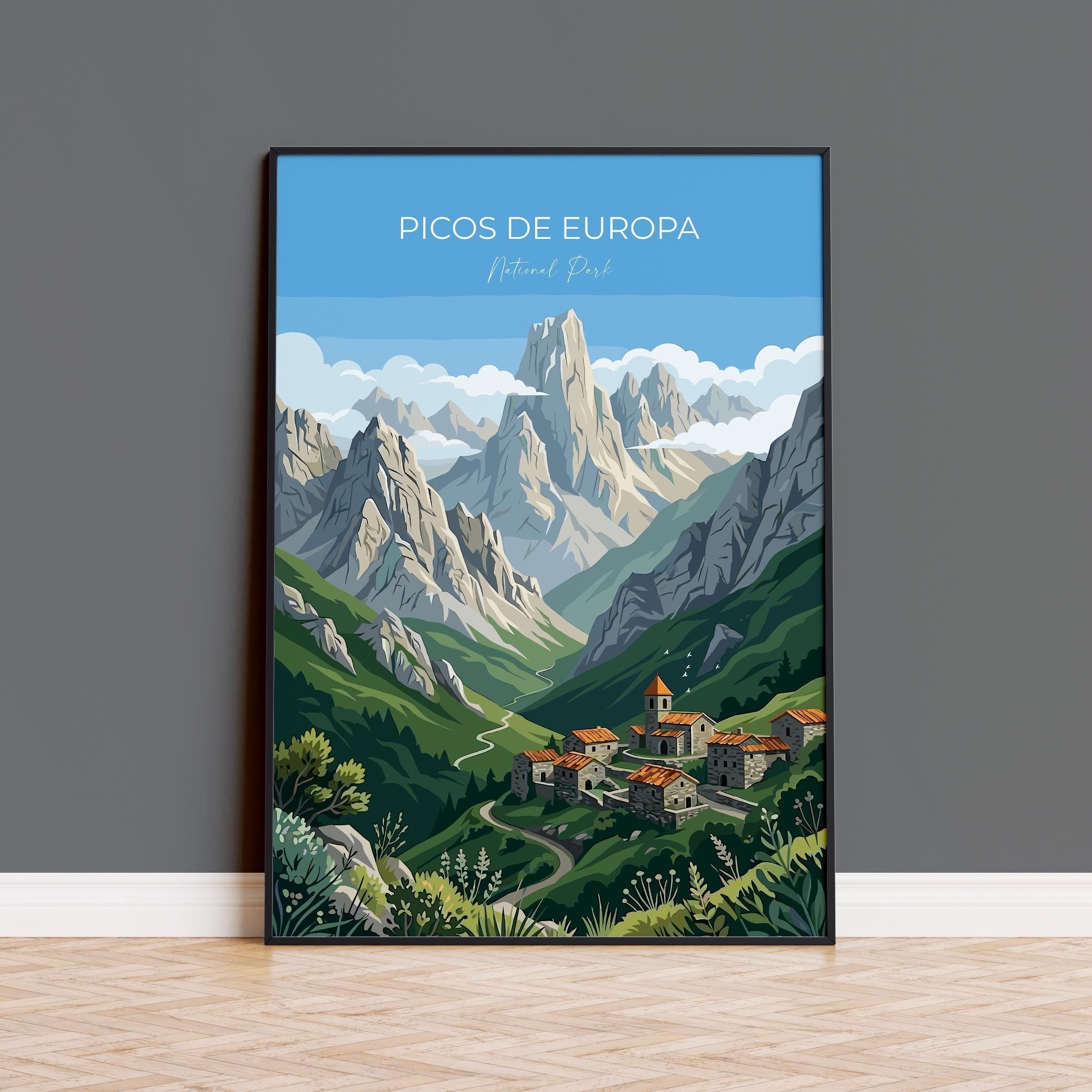 Picos De Europa National Park Travel Poster Wall ArtTravel Print of Picos De Europa, Spain Art Lovers Gift, Wall Art Print NQ Media Designs
