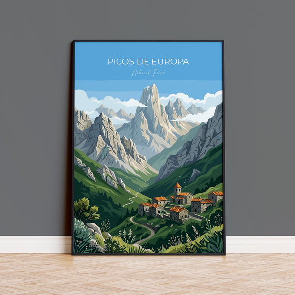 Picos De Europa National Park Travel Poster Wall ArtTravel Print of Picos De Europa, Spain Art Lovers Gift, Wall Art Print