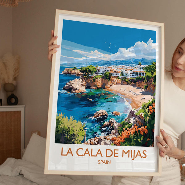 La Cala de Mijas Travel Print, Travel Poster of La Cala de Mijas, Spain, Malaga Art, Malaga Gift, Wall Art Print