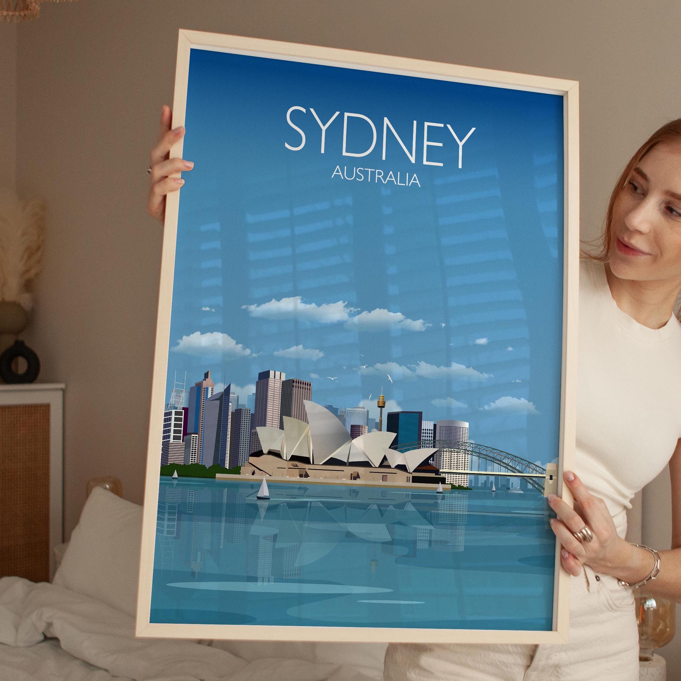 Sydney Travel Poster, Travel Print of Sydney, Sydney Harbour Bridge, Sydney Opera House, Australia Travel Art Lovers Gift NQ Media Designs