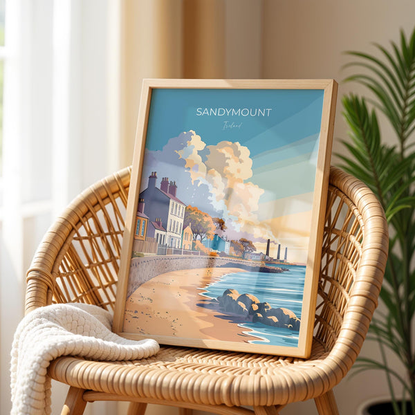 Sandymount Print, Travel Poster of Sandymount, Dublin Art, Ireland Coast, Travel Wall Art Gift