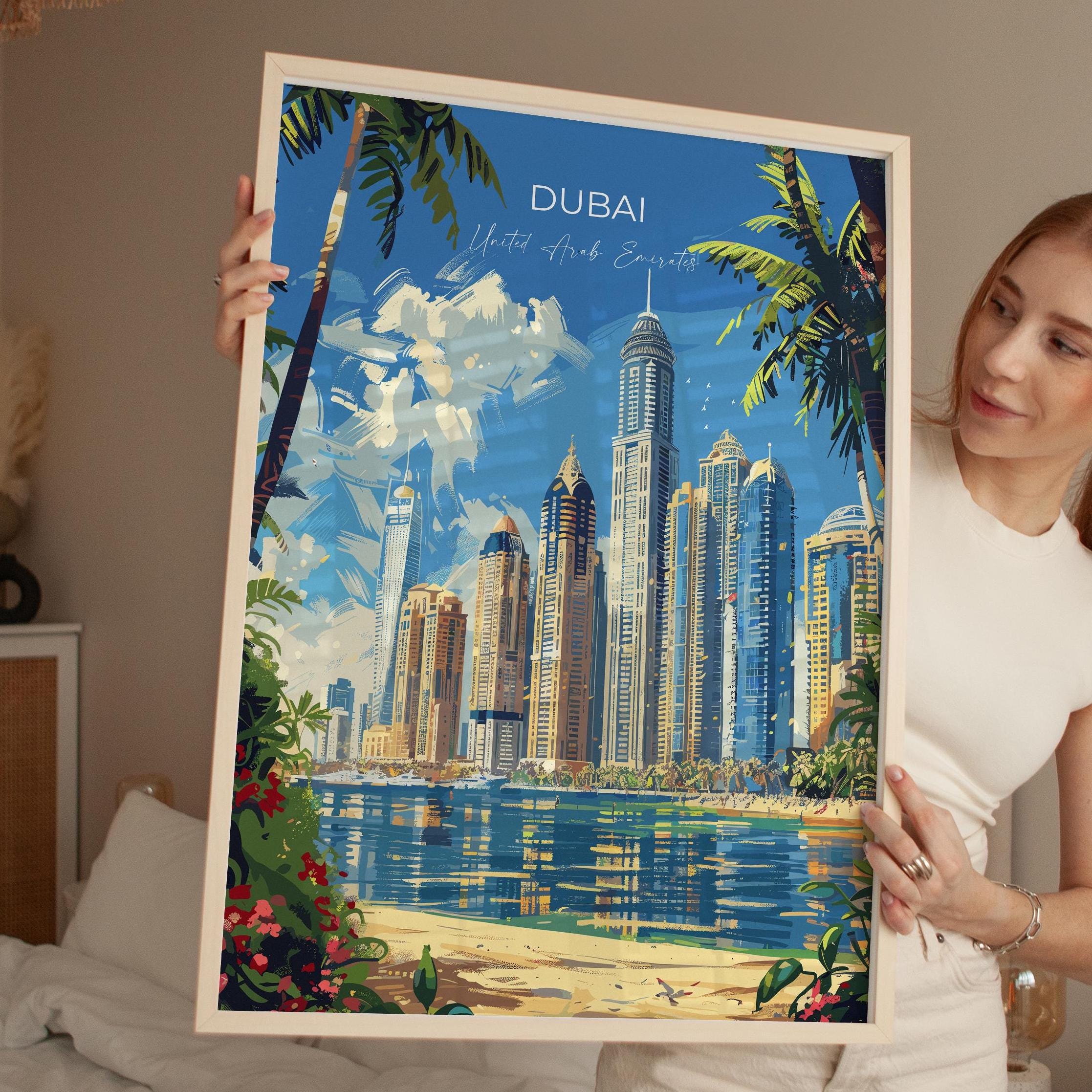 Dubai Travel Poster, Travel Print of Dubai, Dubai Marina Art lovers Gift, UAE Wall Art Gift NQ Media Designs