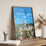 Canterbury Travel Poster, Travel Print of Canterbury, England, Canterbury Cathedral, Kent Art Lovers Gift, Wall Art Print NQ Media Designs