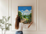 London Skyline Travel Poster, Big Ben & London Eye Wall Art, St Paul’s Cathedral Print, London Park Scene Illustration, Vintage Style UK NQ Media Designs