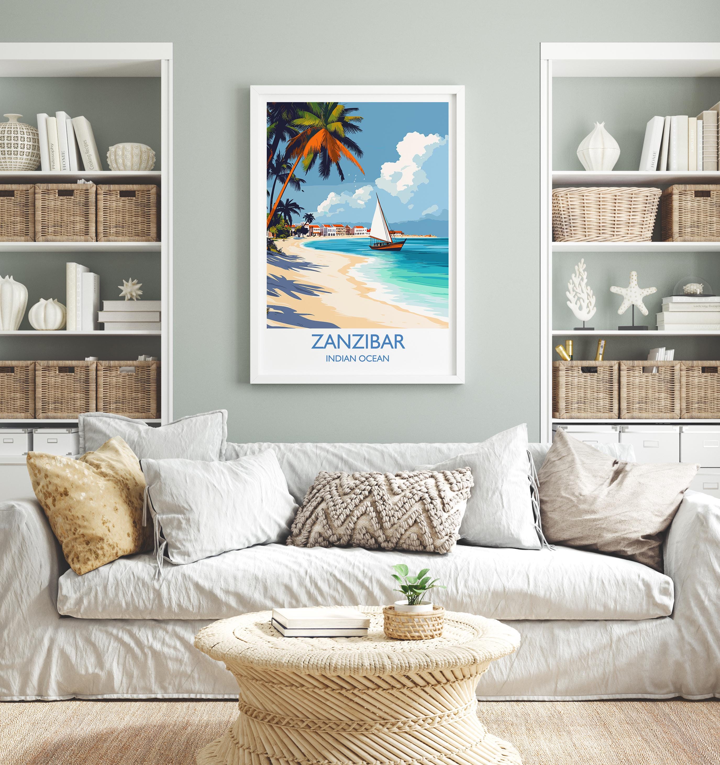 Zanzibar Travel Print, Travel Poster of Zanzibar, Indian Ocean Island Art, Zanzibar Wall Art Gift, NQ Media Designs