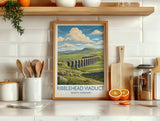 Ribblehead Viaduct Print, Yorkshire Dales Wall Art with Border, Settle Carlisle Railway Poster, England Travel Print, Ribblehead Gift