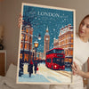 London at Christmas Travel Print | Festive London Wall Art | Christmas Gift