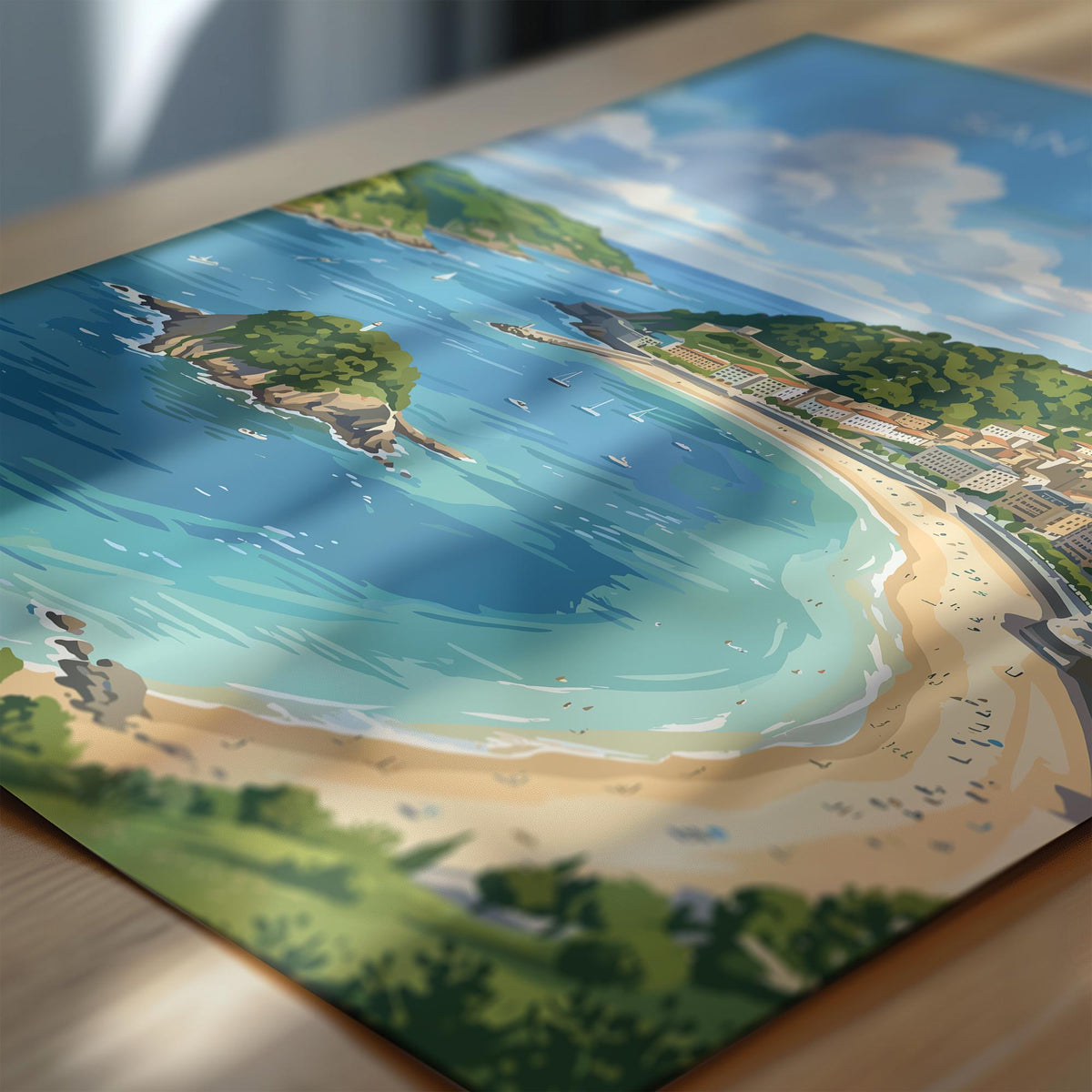 San Sebastian Poster, La Concha Wall Art, Basque Coast Print, Spain Travel Poster, San Sebastian Gift
