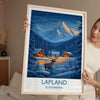 Lapland Travel Print, Travel Poster of Lapland, Scandinavia Poster, Lapland Art Gift, Finland Art Lovers Travel Gift