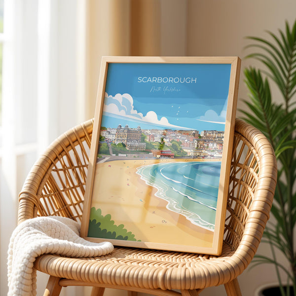 Scarborough Travel Print, Travel Poster of Scarborough, North Yorkshire Gift, England, Scarborough Gift, Wall Art Print