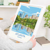 Atlanta Travel Print, Travel Poster of Atlanta, Georgia, Atlanta City Art Lovers Gift, USA Gift, Wall Art Print