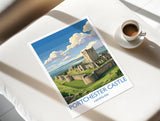 Portchester Castle Print, Hampshire Wall Art with Border, Norman Castle Poster, England Travel Print, Portchester Gift Print