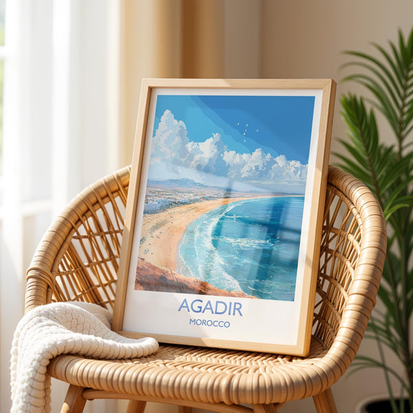 Agadir Travel Print Wall Art, Travel Poster of Agadir, Agadir Art Lovers Gift, Morocco Wall Art