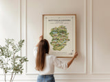 Nottinghamshire Illustrated Map Print, England Wall Art, Sherwood Forest Map Poster, Framed or Canvas Print, Notts Gift