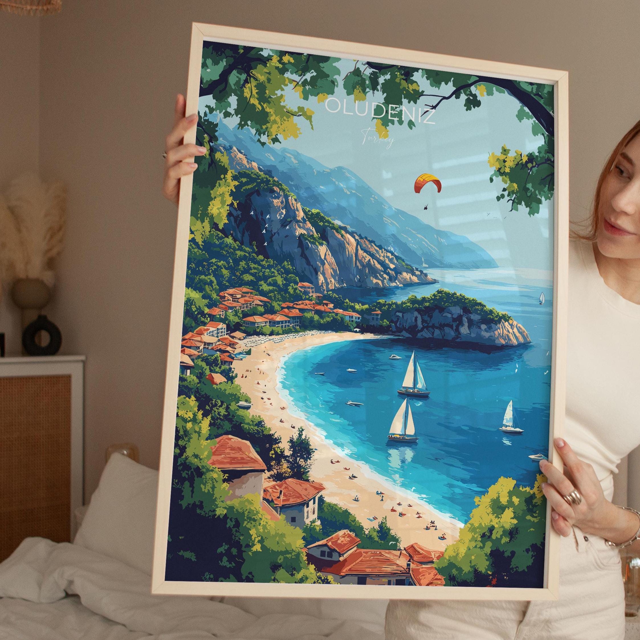 Oludeniz Travel Poster Wall Art, Travel Print of Oludeniz, Turkey Wall Art, Oludeniz Art Lovers Gift, Wall Art Print NQ Media Designs