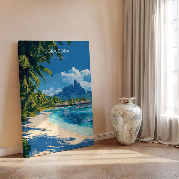 Bora Bora Travel Print Wall Art, Travel Poster of Bora Bora, French Polynesia, South Pacific Islands Art Lovers Gift