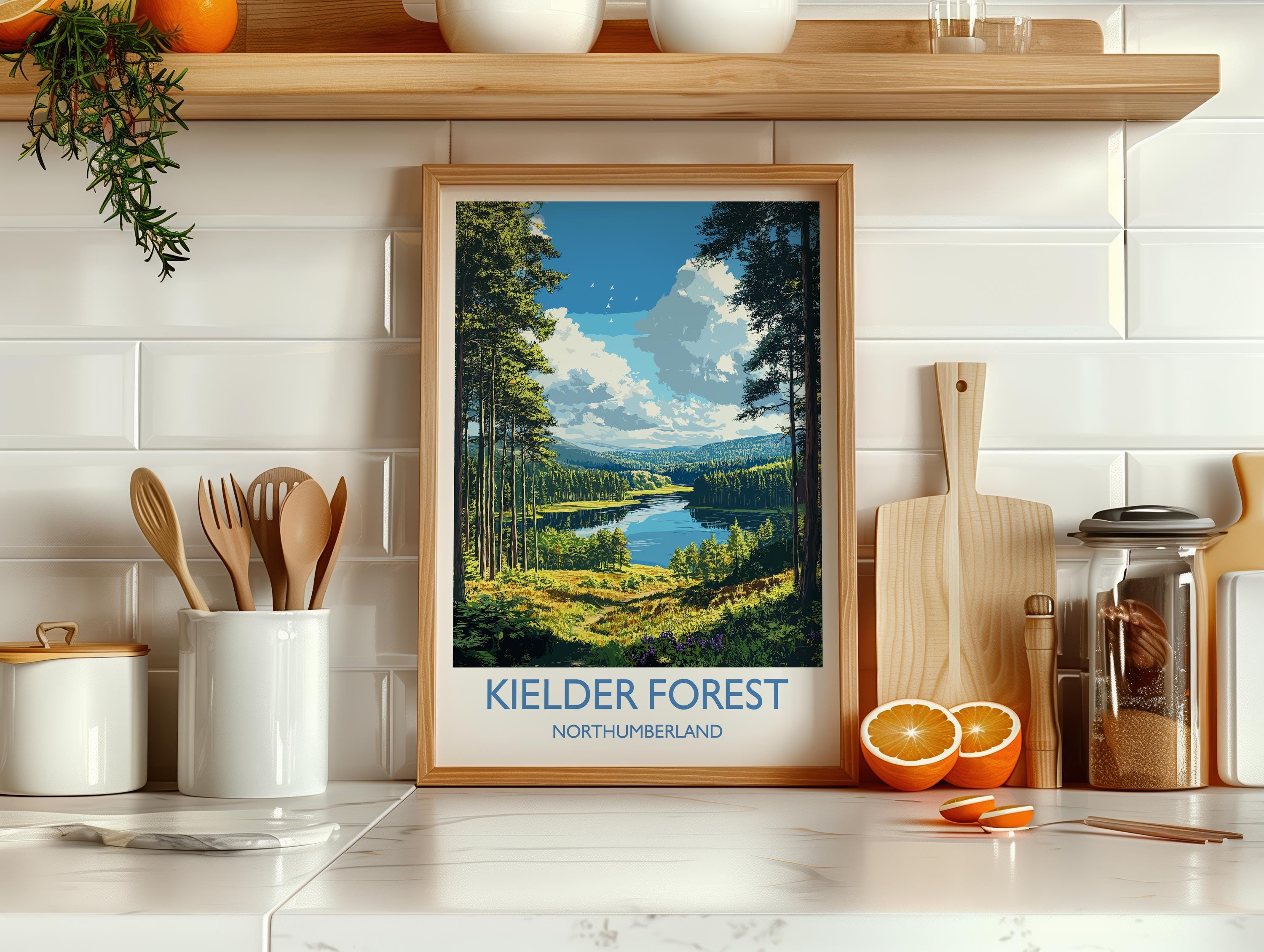 Kielder Forest Travel Print, Travel Poster of Kielder Forest, Kielder Water Reservoir, Kielder Forest Art, Northumberland Gift, NQ Media Designs