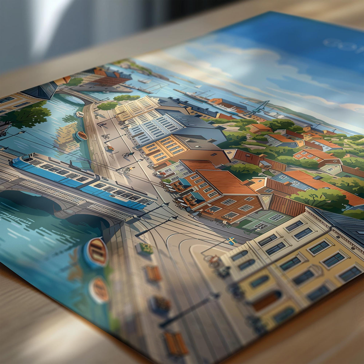 Gothenburg Sweden Travel Print, Skansen Kronan Wall Art, Gothenburg Tram Poster, Historic City & Harbour, Swedish Travel Poster