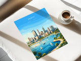Perth Australia Poster, Western Australia Wall Art, Swan River Travel Print, Coastal City Decor, Australian Gift