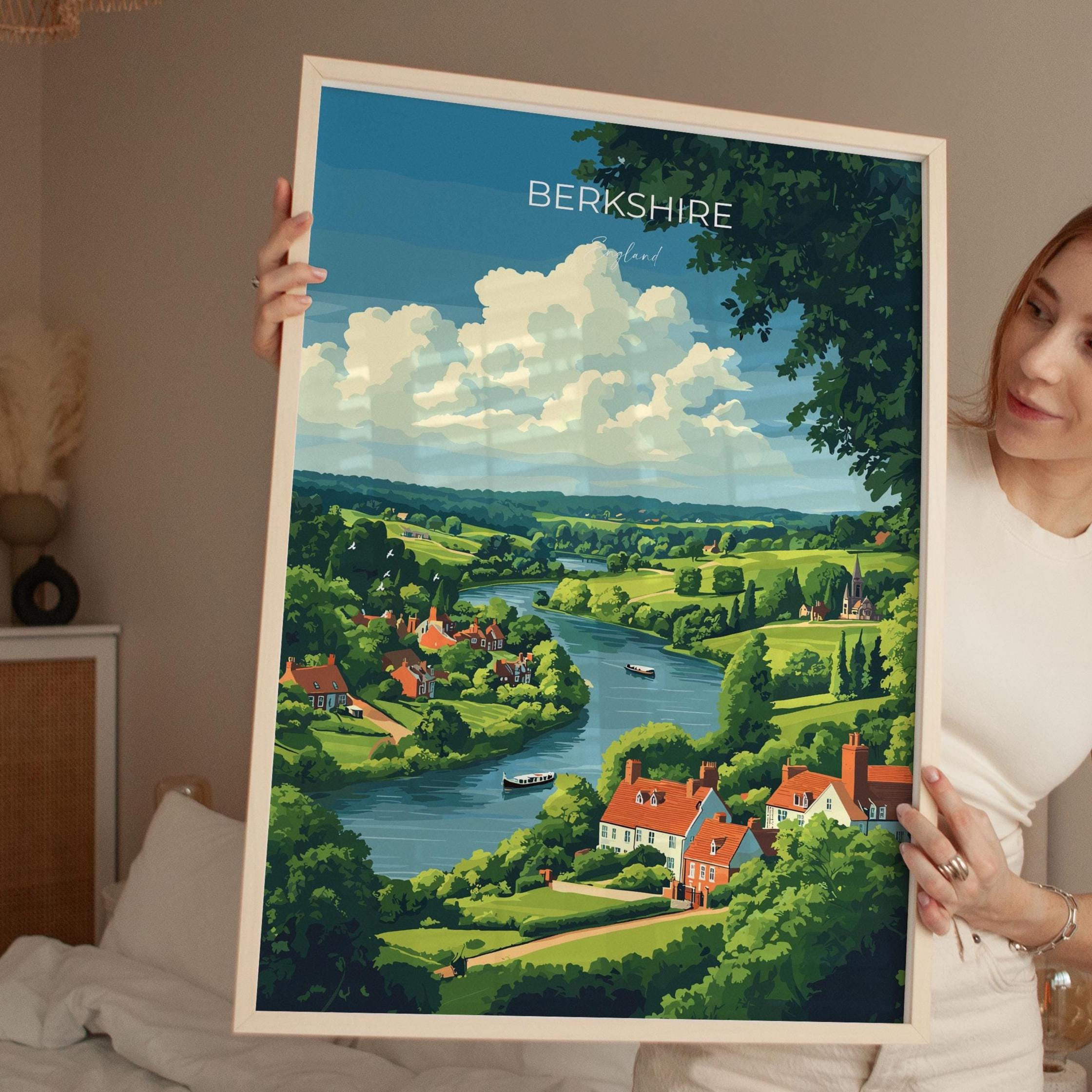 Berkshire Travel Print Wall Art, Berkshire Travel Poster, English Countryside Art Gift, Wall Art Print NQ Media Designs