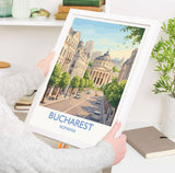 Bucharest Travel Poster, Romanian Athenaeum Wall Art, Bucharest City Print, Historic Architecture Illustration, Europe Decor, Romania Gift