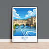 Bath Travel Print, Travel Poster of Bath, England, Cotswolds Art, Bath Gift, Avon Wall Art Print