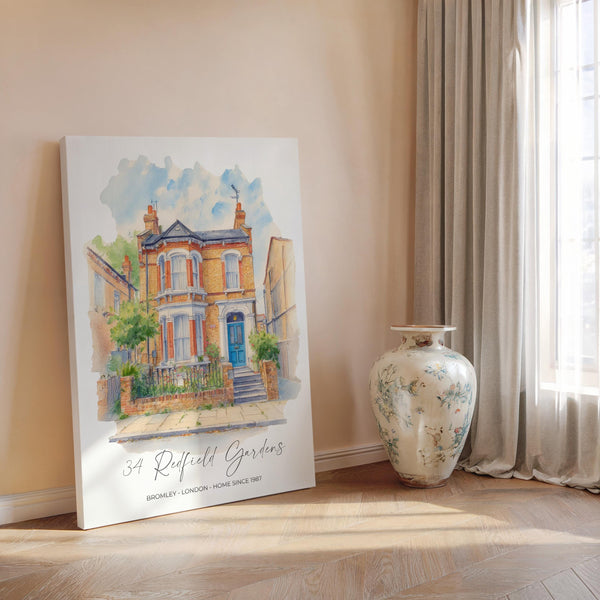 Personalised Watercolour House Portrait, Home Portrait, House Warming Gift, New Home Gift, First Home, Digital Wall Art Watercolour Decor