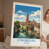 Strasbourg Print, Petite France Wall Art with Border, Alsace Poster, France Travel Print, Strasbourg Gift Print