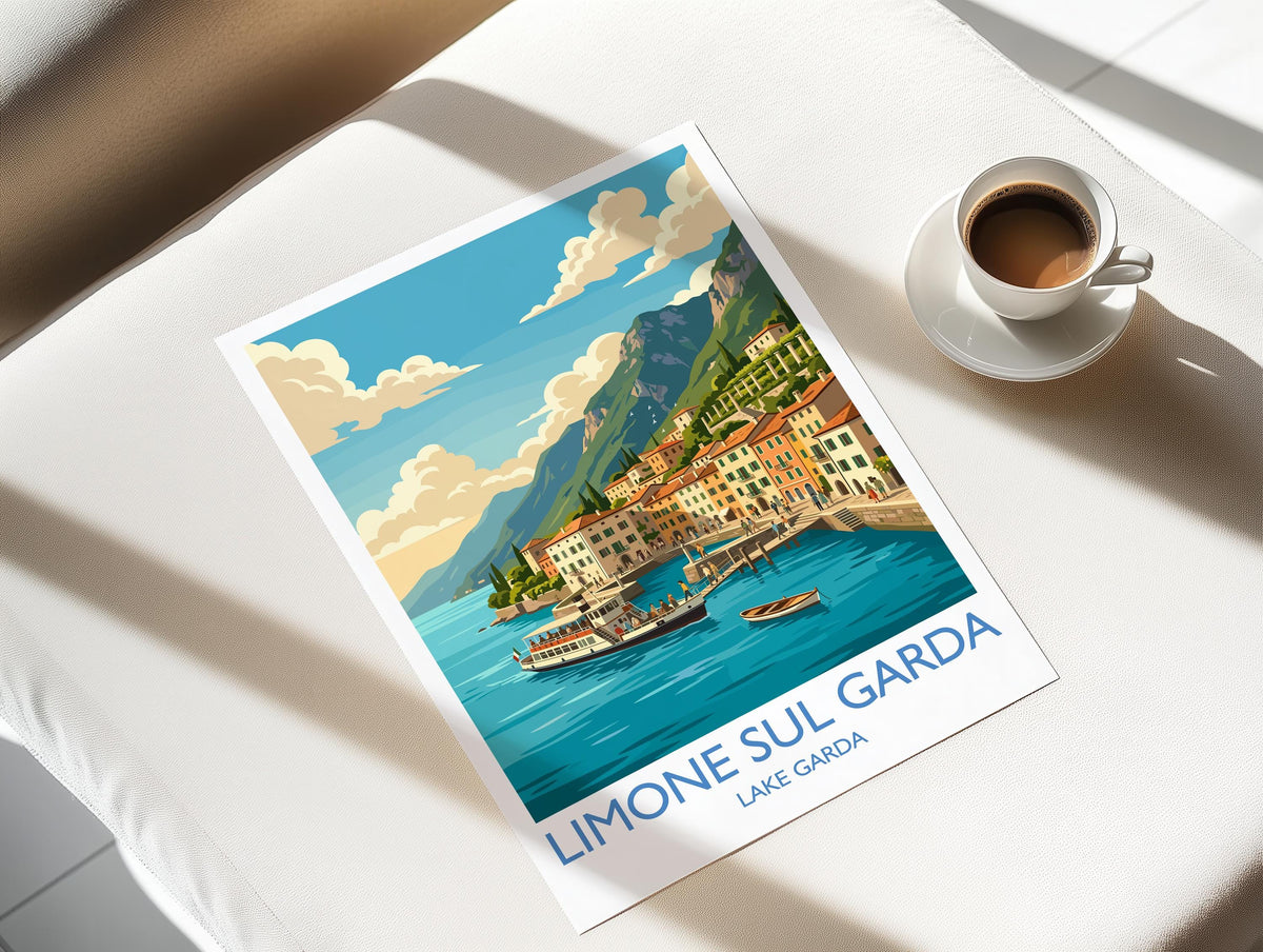 Limone sul Garda Travel Print | Lakeside Harbour, Italy Wall Art