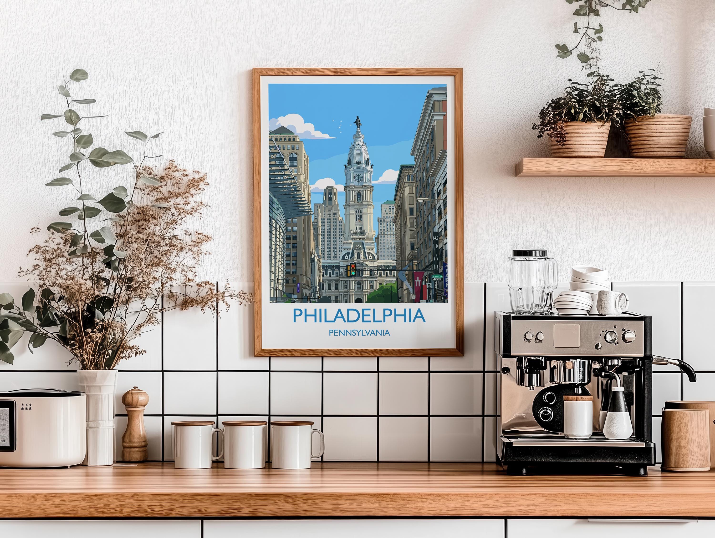 Philadelphia City Art Print, Philadelphia Skyline View, Pennsylvania Travel Poster, US City Gift NQ Media Designs