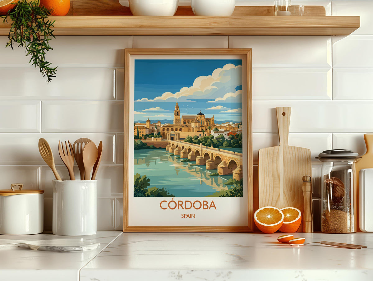 Cordoba Spain Print, Mezquita Wall Art with Border, Andalusia Poster, Spain Travel Print, Cordoba Gift Print